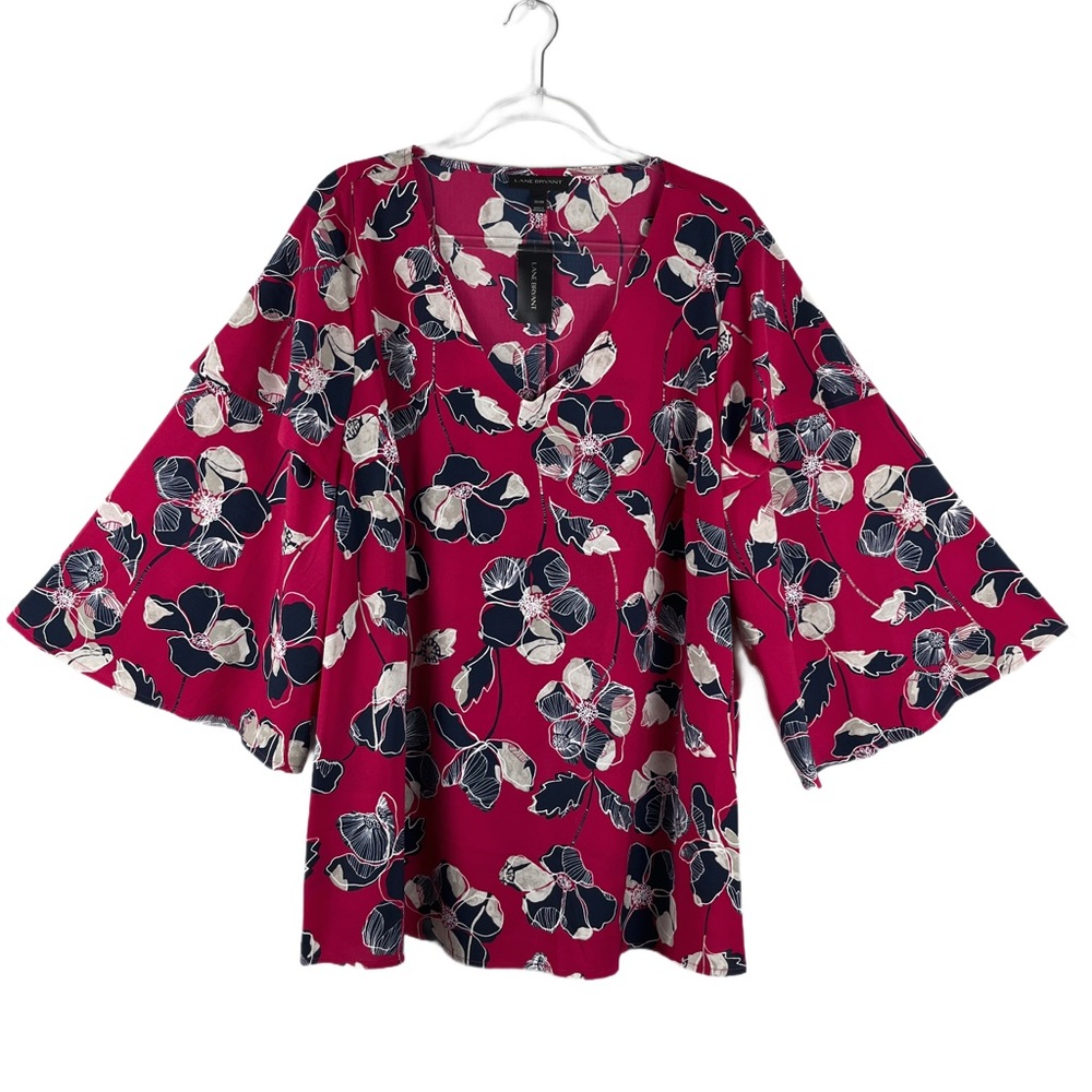 Lane Bryant Floral Kimono Sleeve Top - Red and Black | 22/24 | NWT